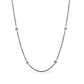 Contrast Petite Stone Necklace in Turquoise