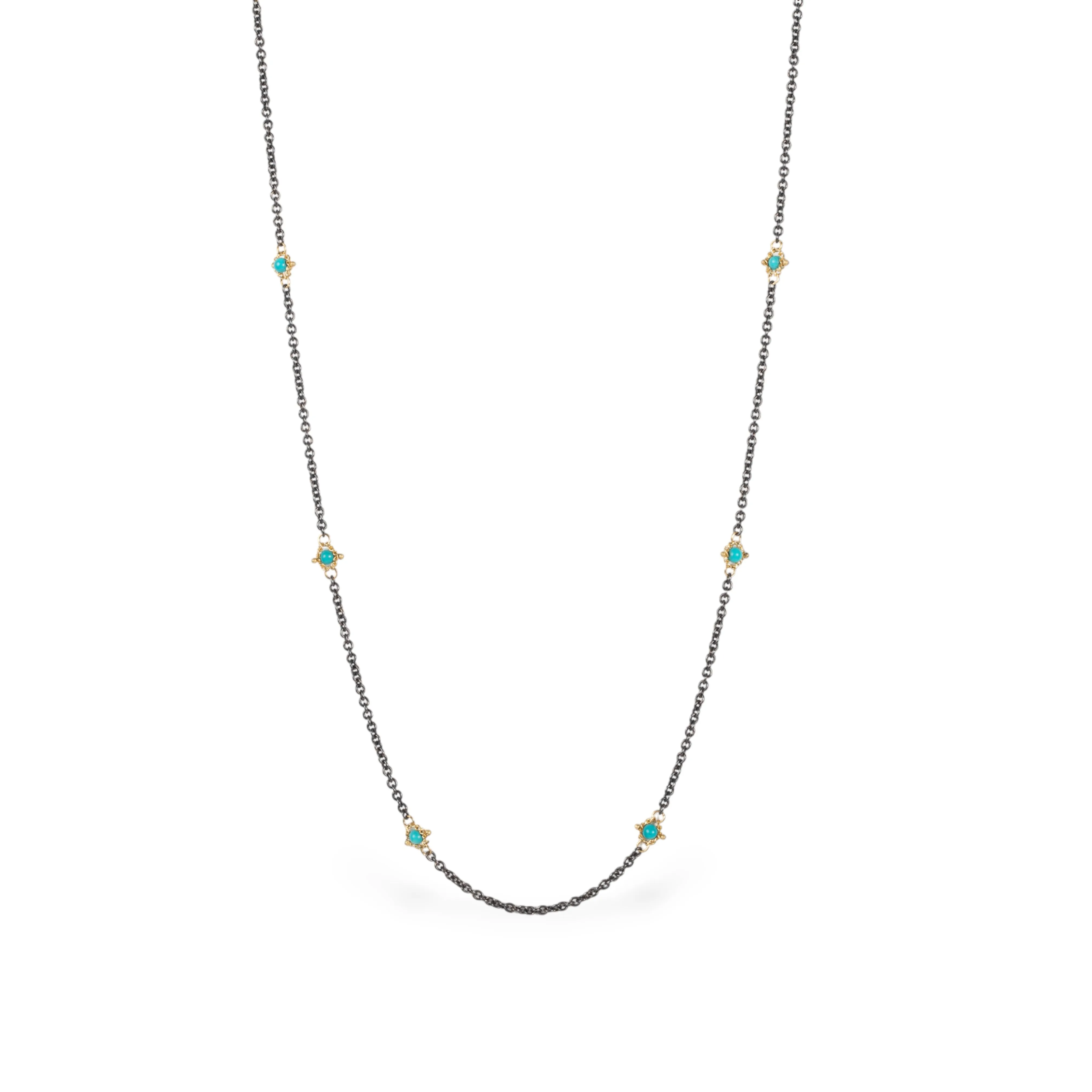 Contrast Petite Stone Necklace in Turquoise