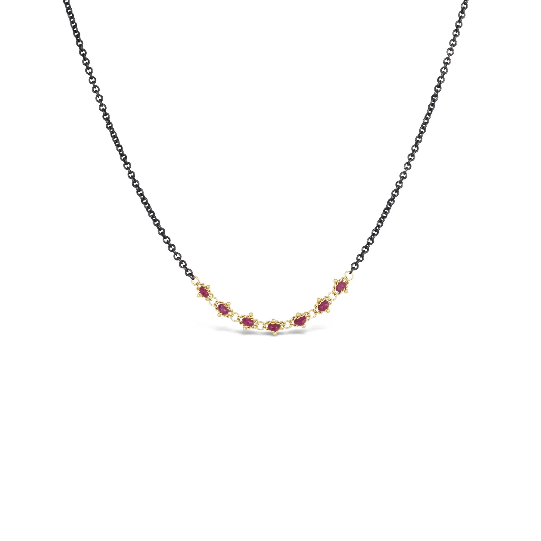 Contrast Textile Necklace in Ruby