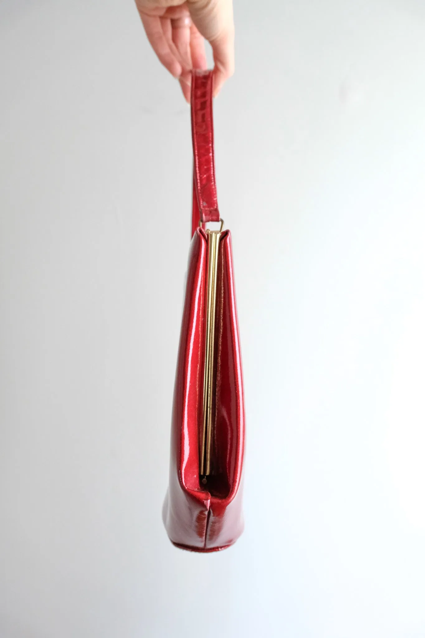 Coolest 1960's Sculptural Red Patent Leather Handbag