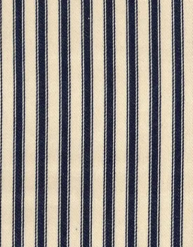 Cotton Ticking Stripe Fabric, Navy