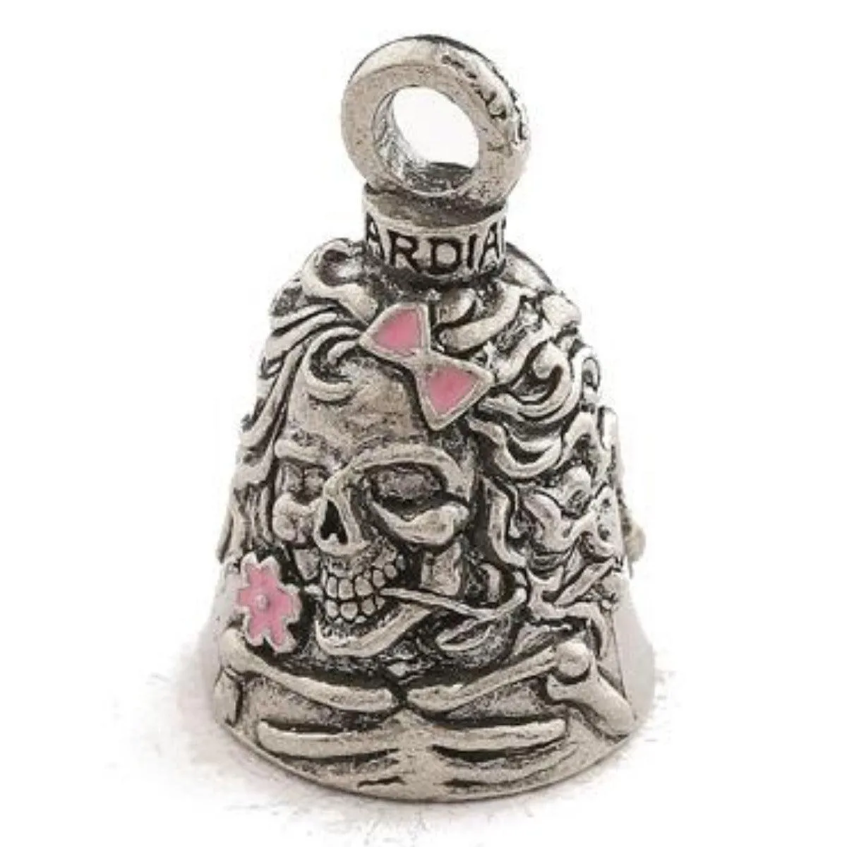 Daniel Smart Guardian Bell® Lady Skull, Pewter, 1.5 x 1 in