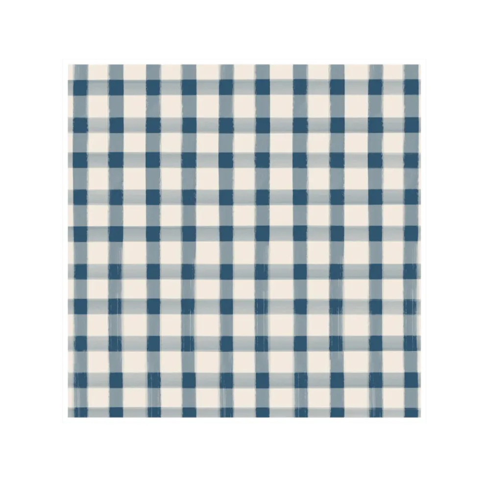 Dark Blue Painted Check Cocktail Napkin