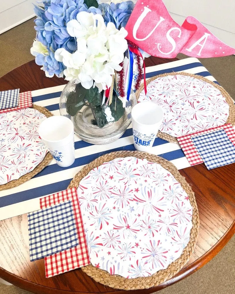 Dark Blue Painted Check Cocktail Napkin