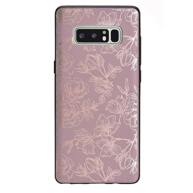 Dusty Rose Chrome Floral Samsung Galaxy Case