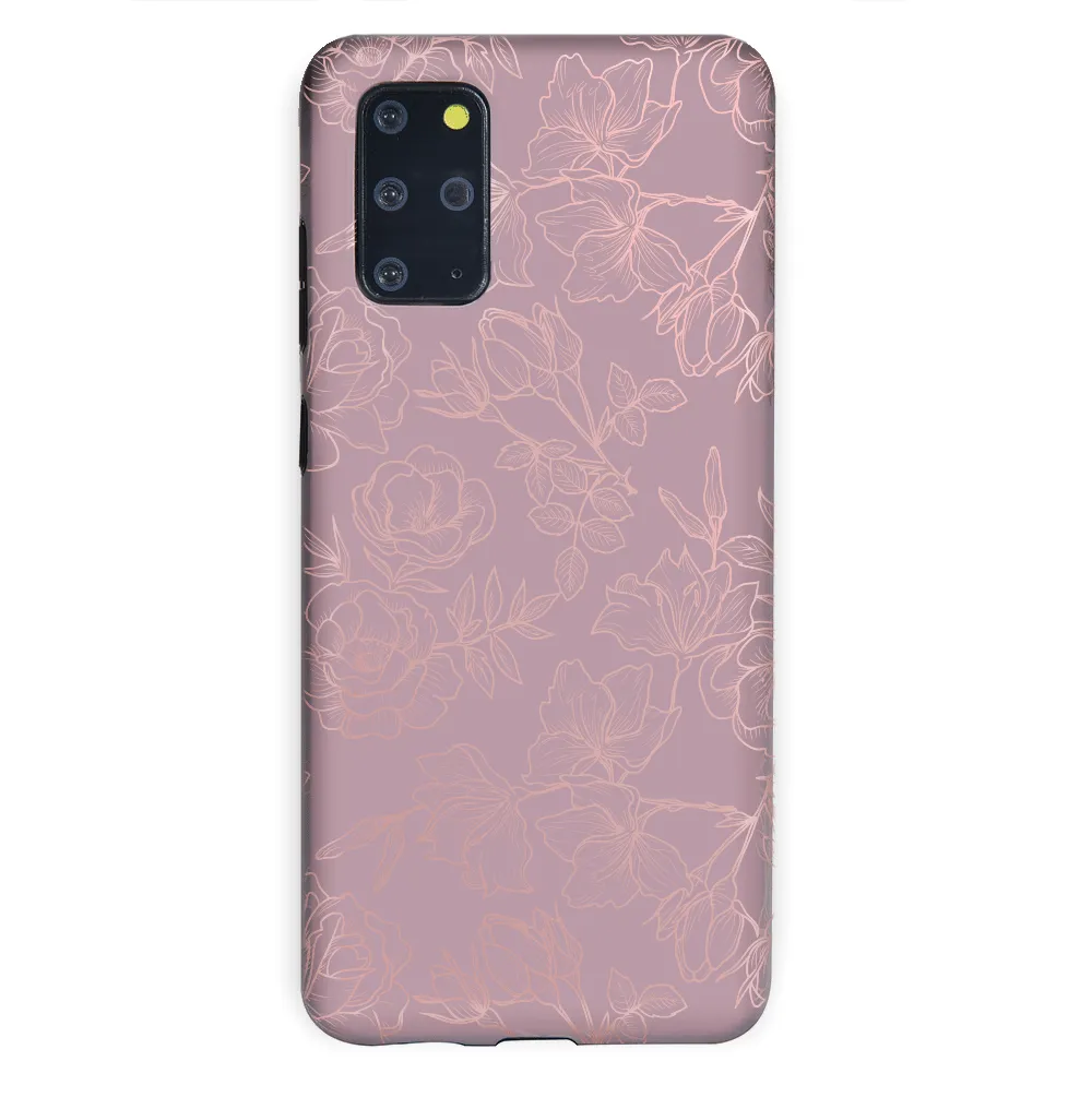 Dusty Rose Chrome Floral Samsung Galaxy Case