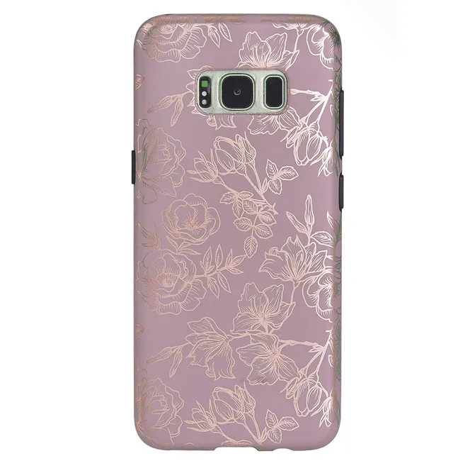 Dusty Rose Chrome Floral Samsung Galaxy Case