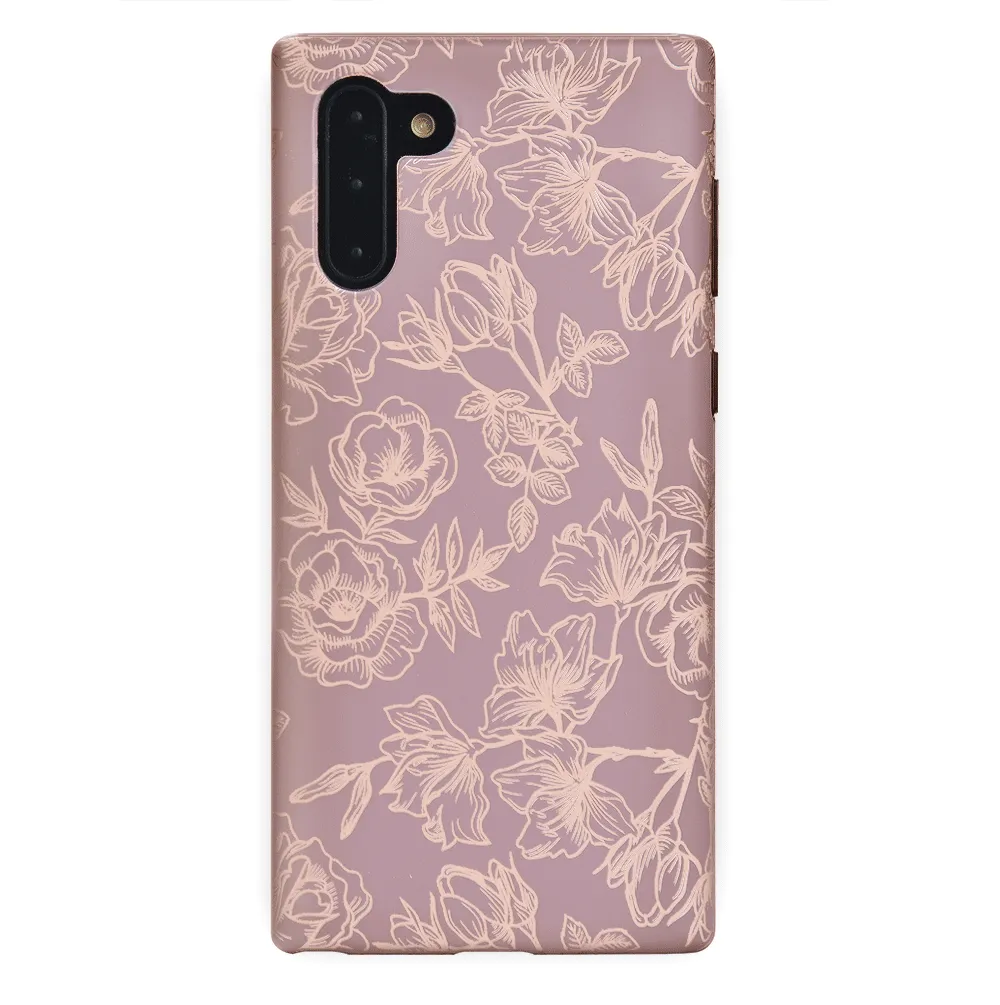 Dusty Rose Chrome Floral Samsung Galaxy Case