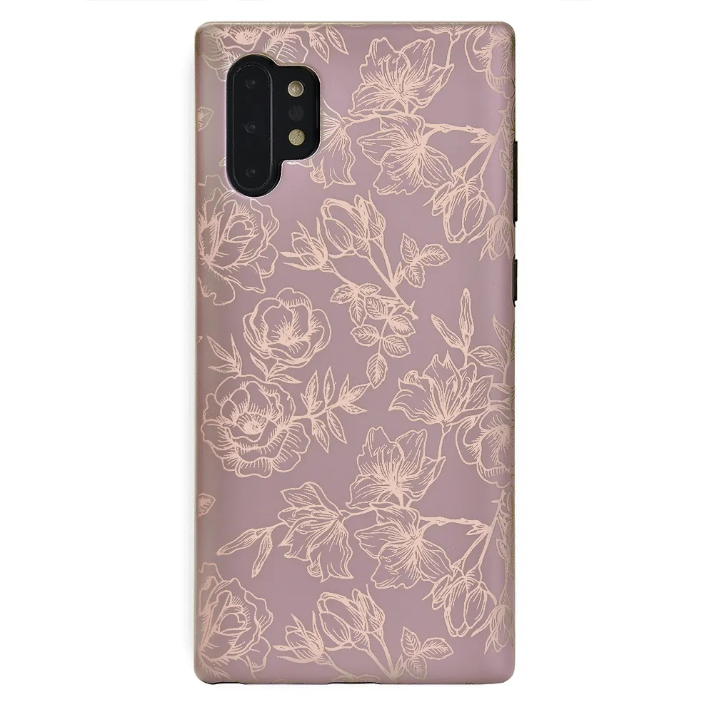 Dusty Rose Chrome Floral Samsung Galaxy Case