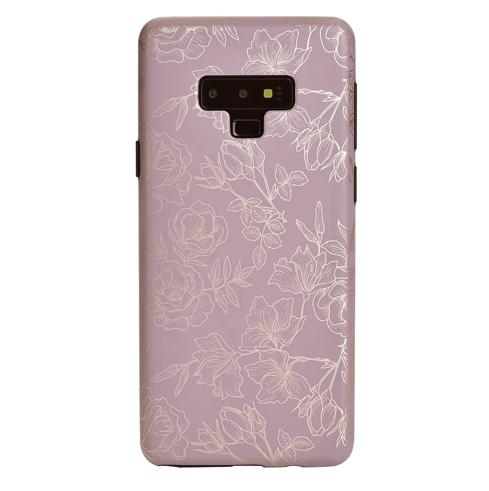 Dusty Rose Chrome Floral Samsung Galaxy Case