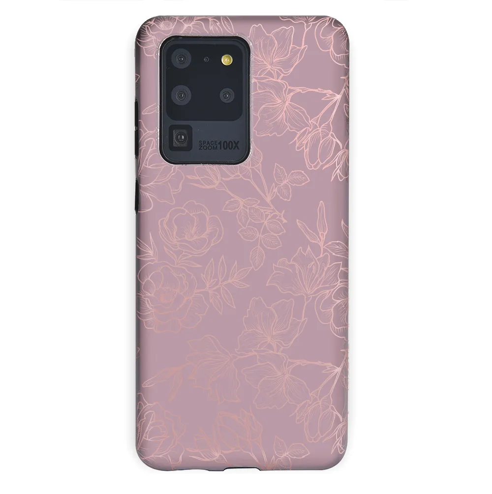 Dusty Rose Chrome Floral Samsung Galaxy Case