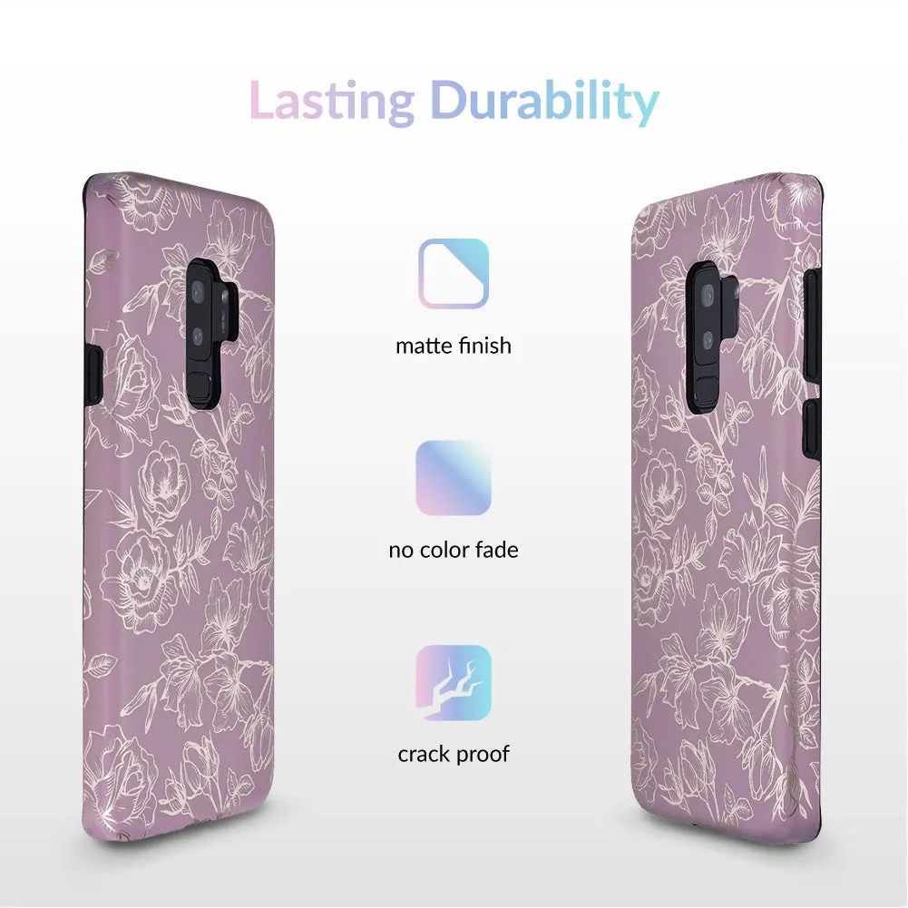 Dusty Rose Chrome Floral Samsung Galaxy Case