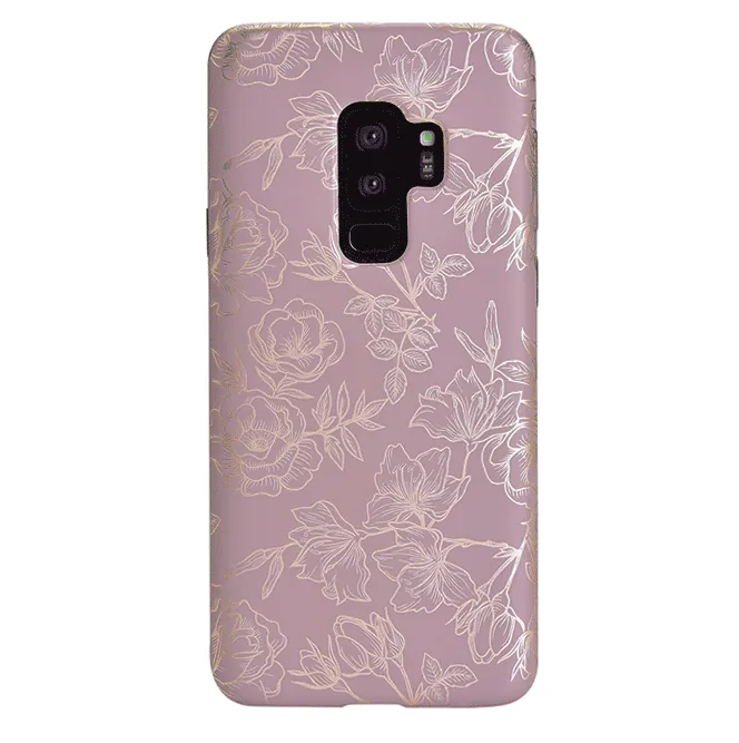 Dusty Rose Chrome Floral Samsung Galaxy Case