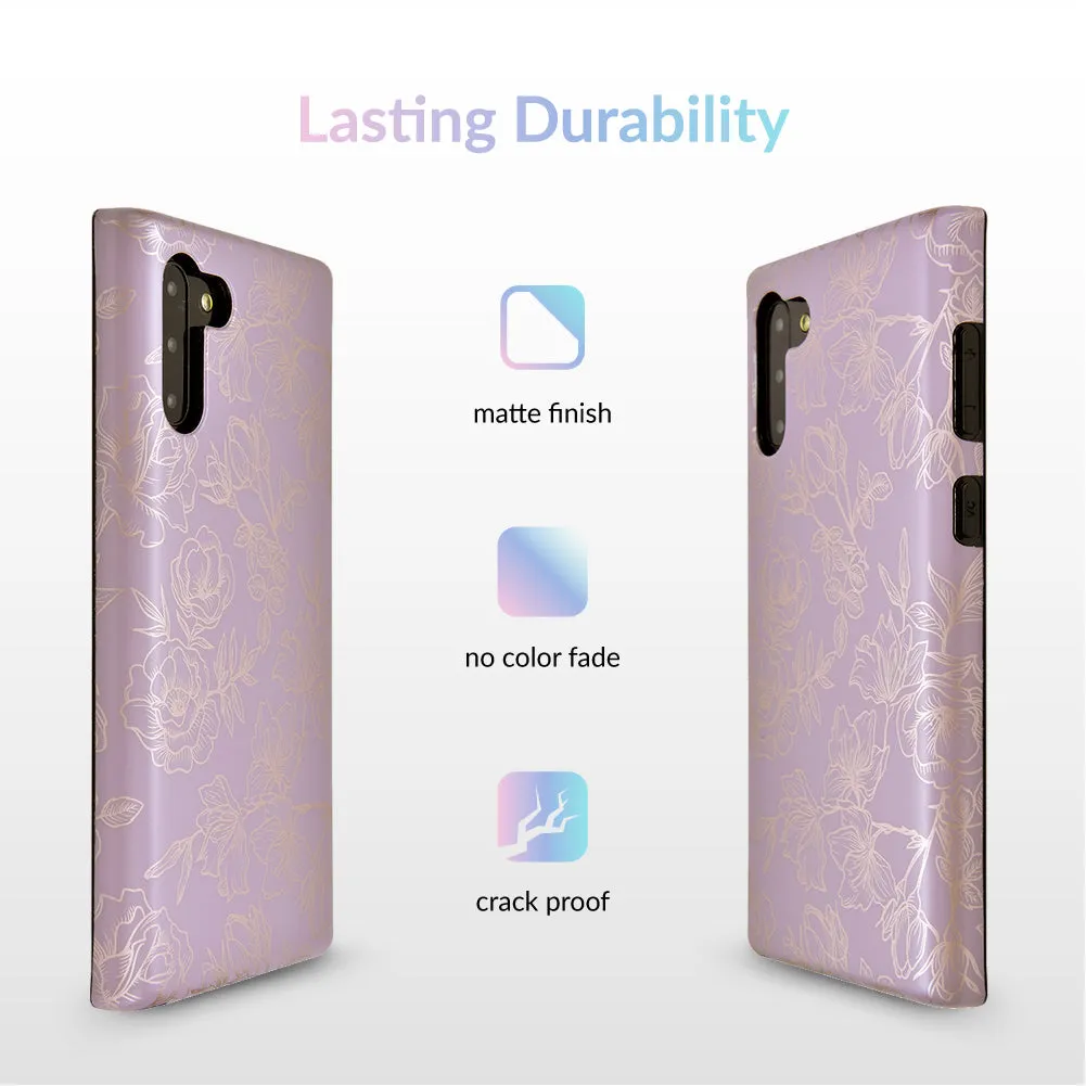 Dusty Rose Chrome Floral Samsung Galaxy Case