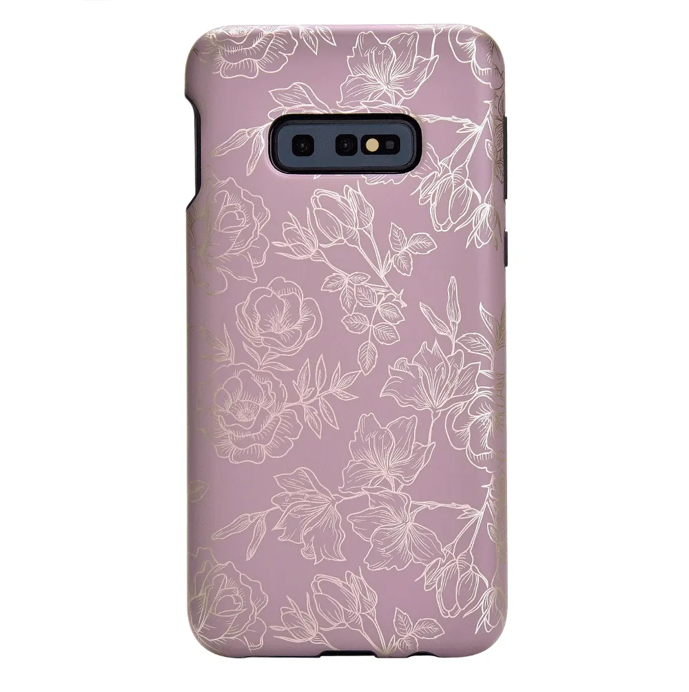 Dusty Rose Chrome Floral Samsung Galaxy Case