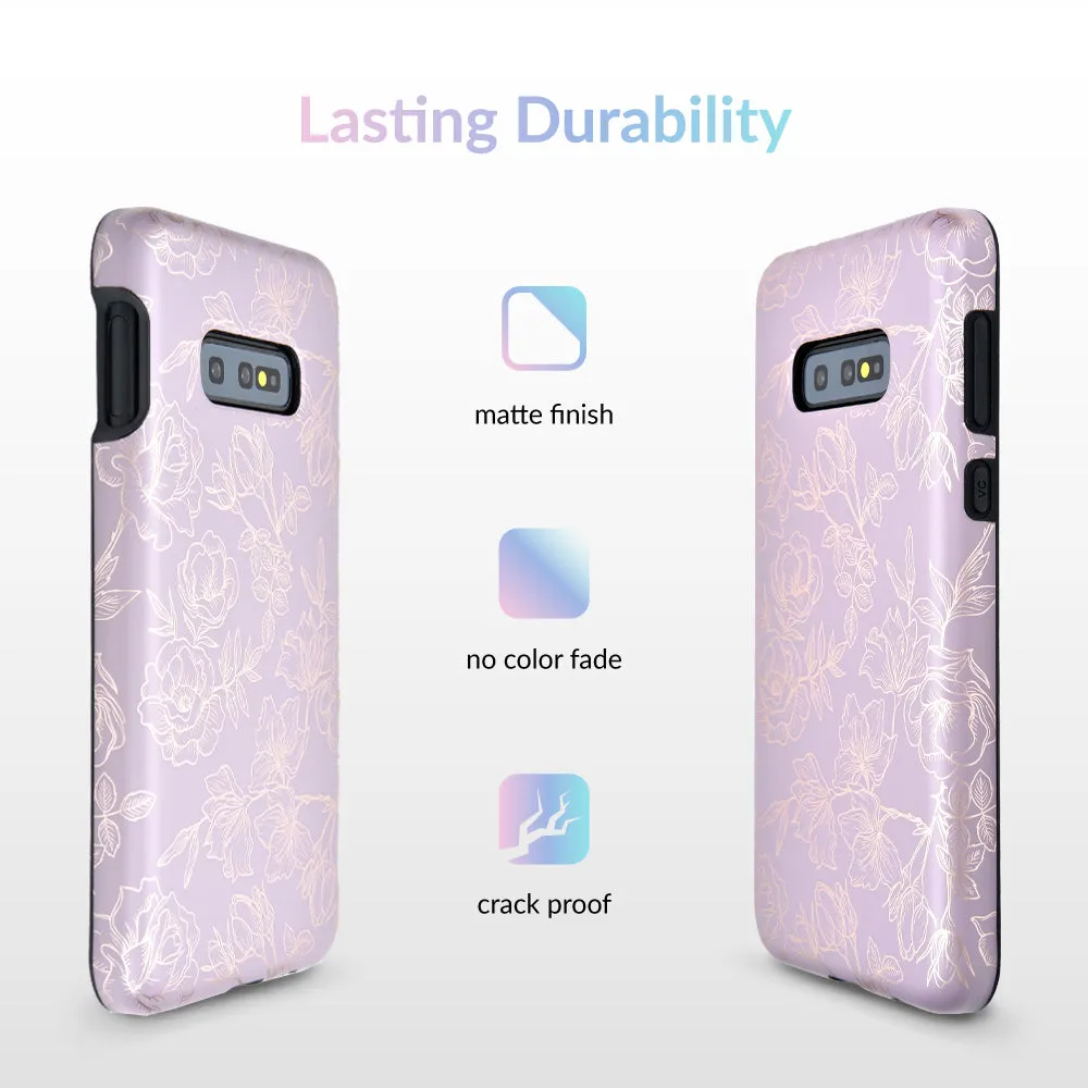 Dusty Rose Chrome Floral Samsung Galaxy Case