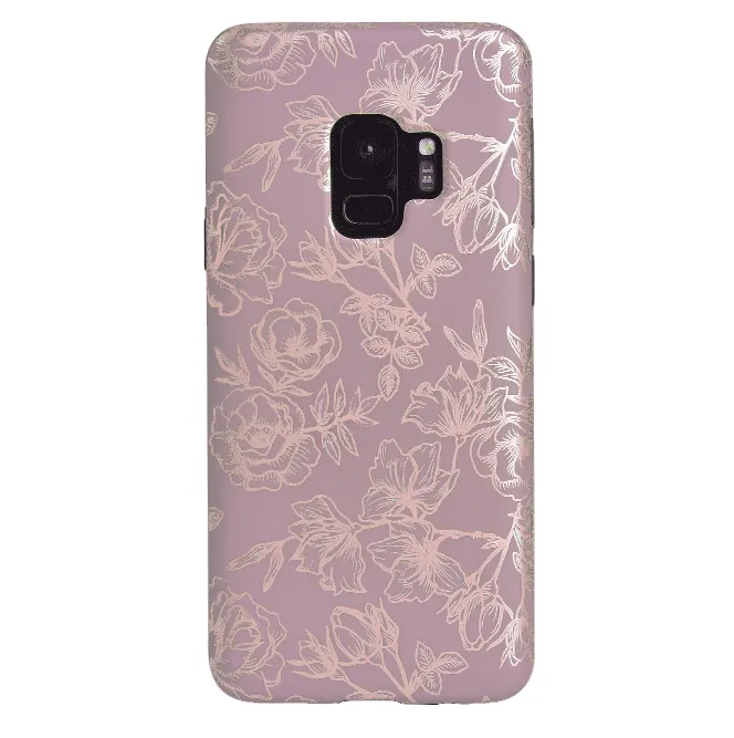 Dusty Rose Chrome Floral Samsung Galaxy Case