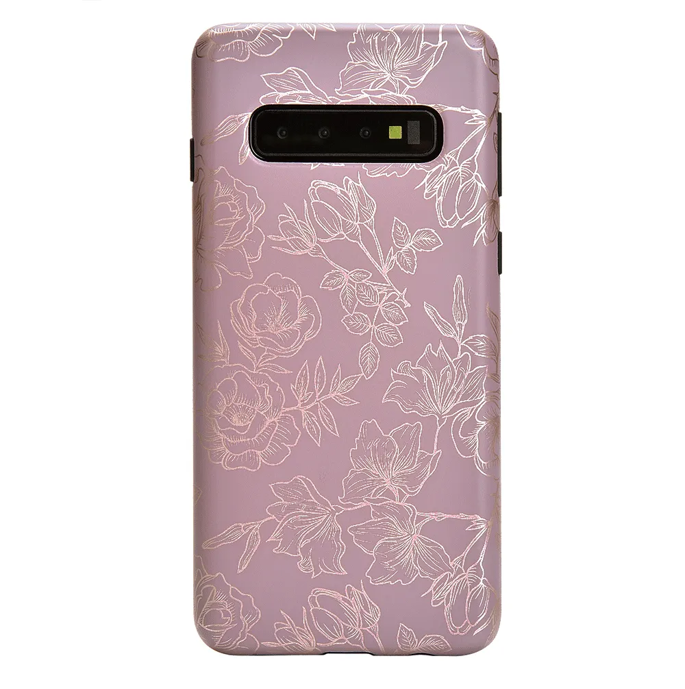 Dusty Rose Chrome Floral Samsung Galaxy Case