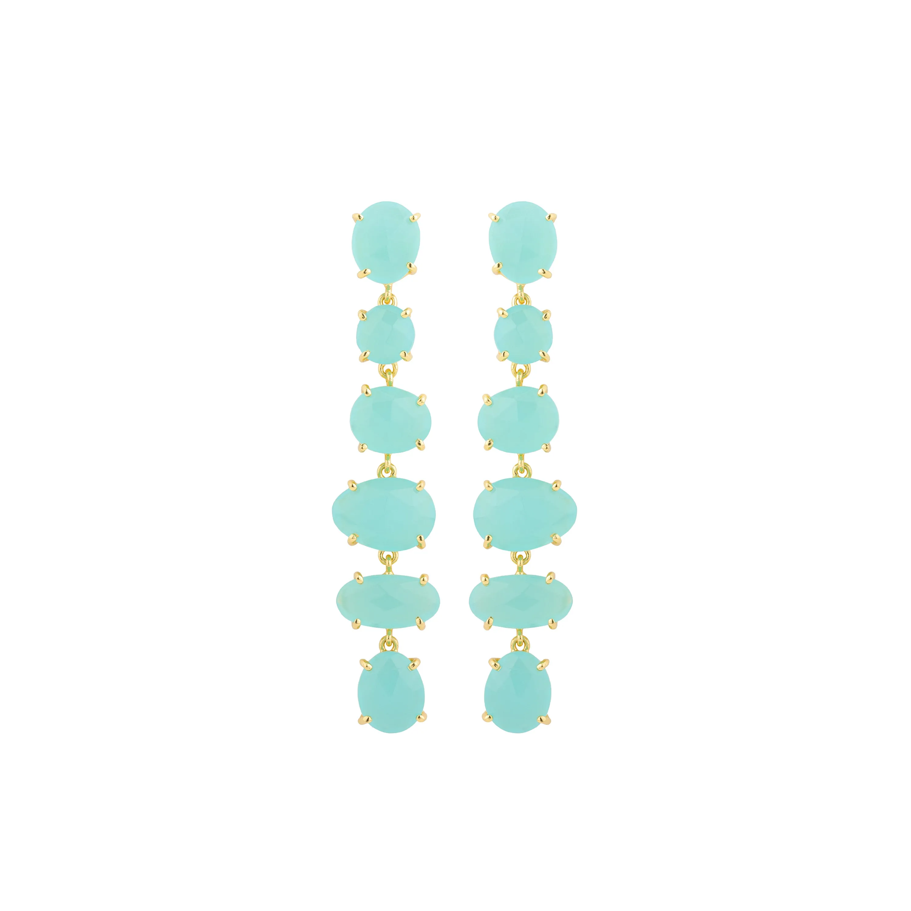 Earrings - Aqua Chalcedony Chandelier