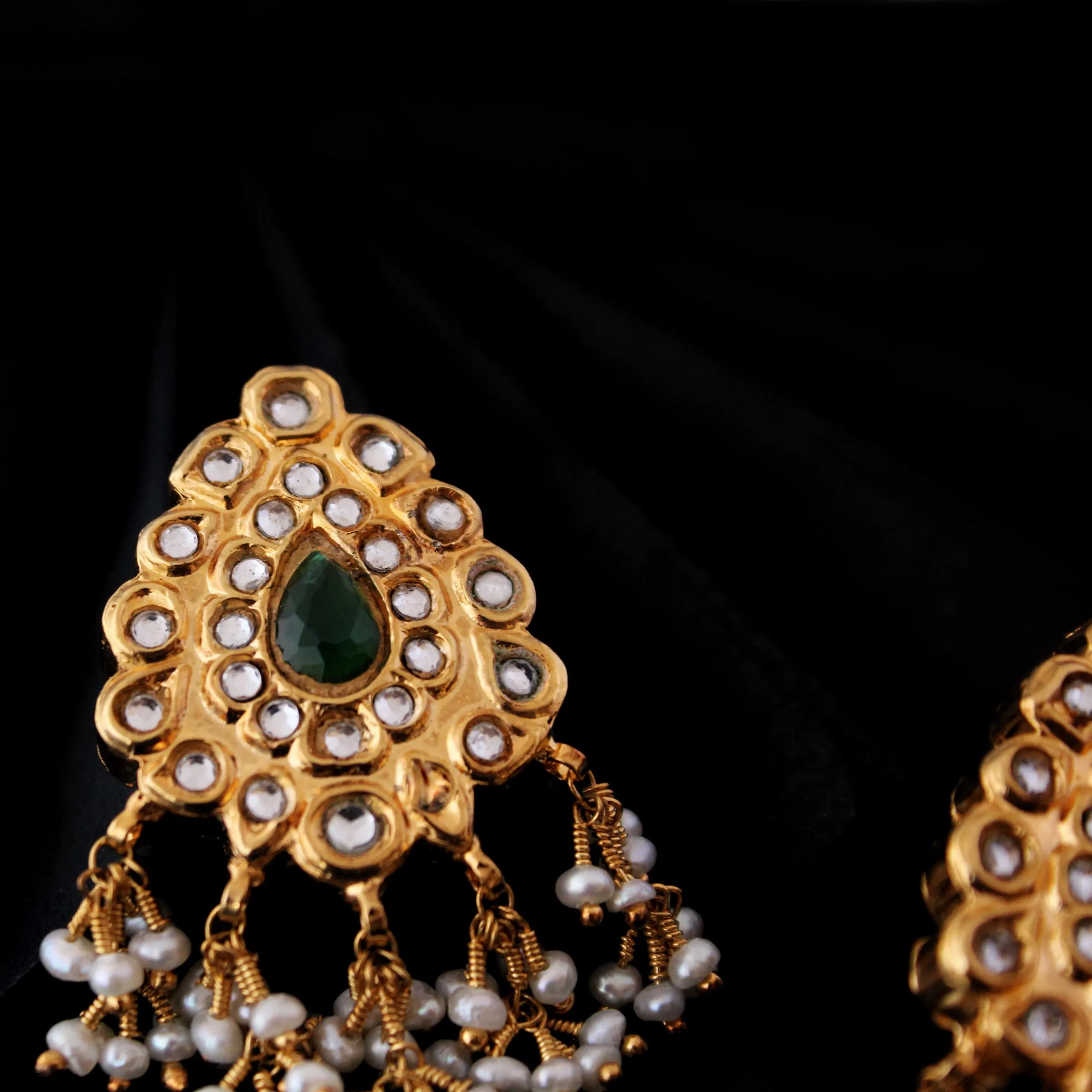 Earrings in Jade and Kundan