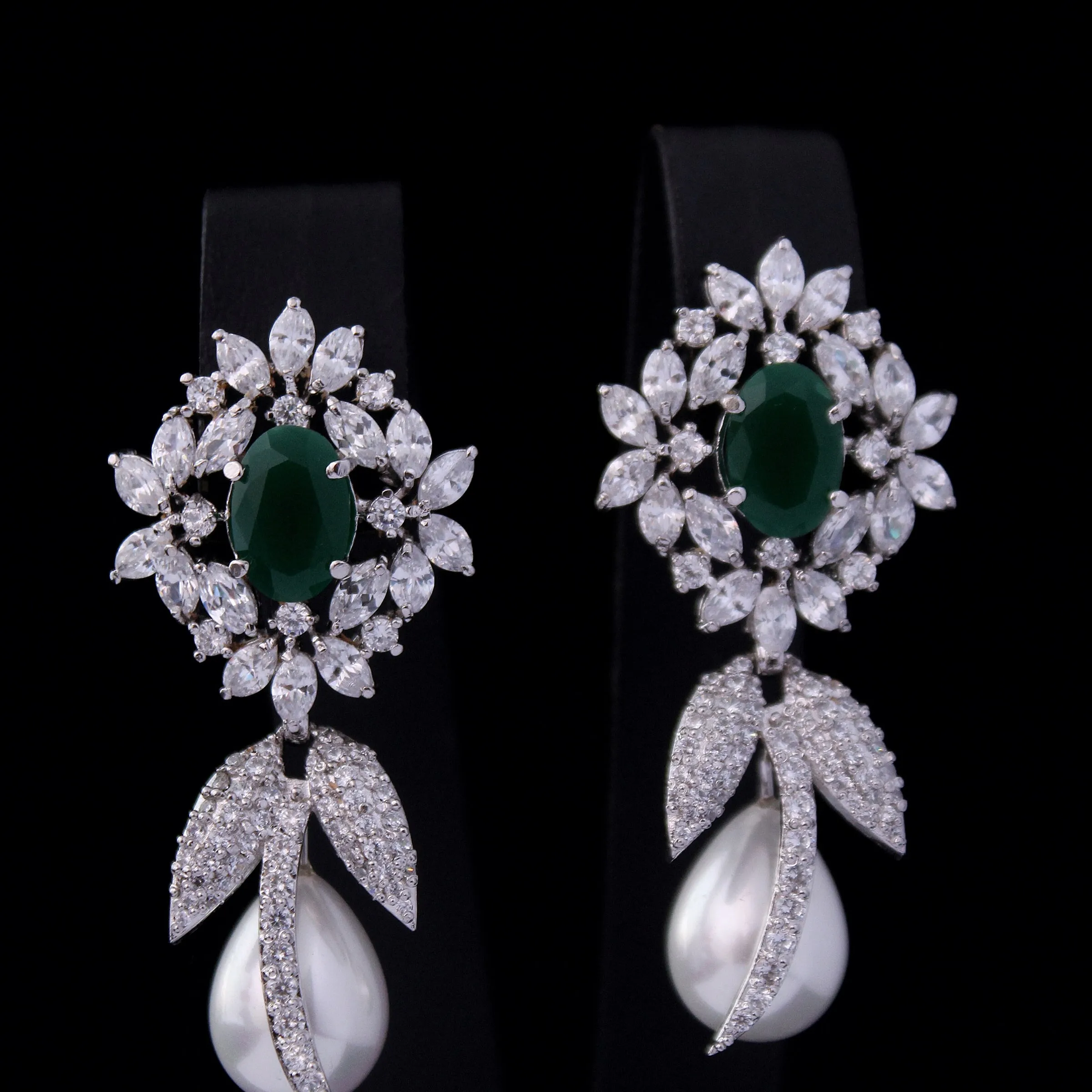 Earrings with Jade and Pearls