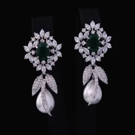 Earrings with Jade and Pearls