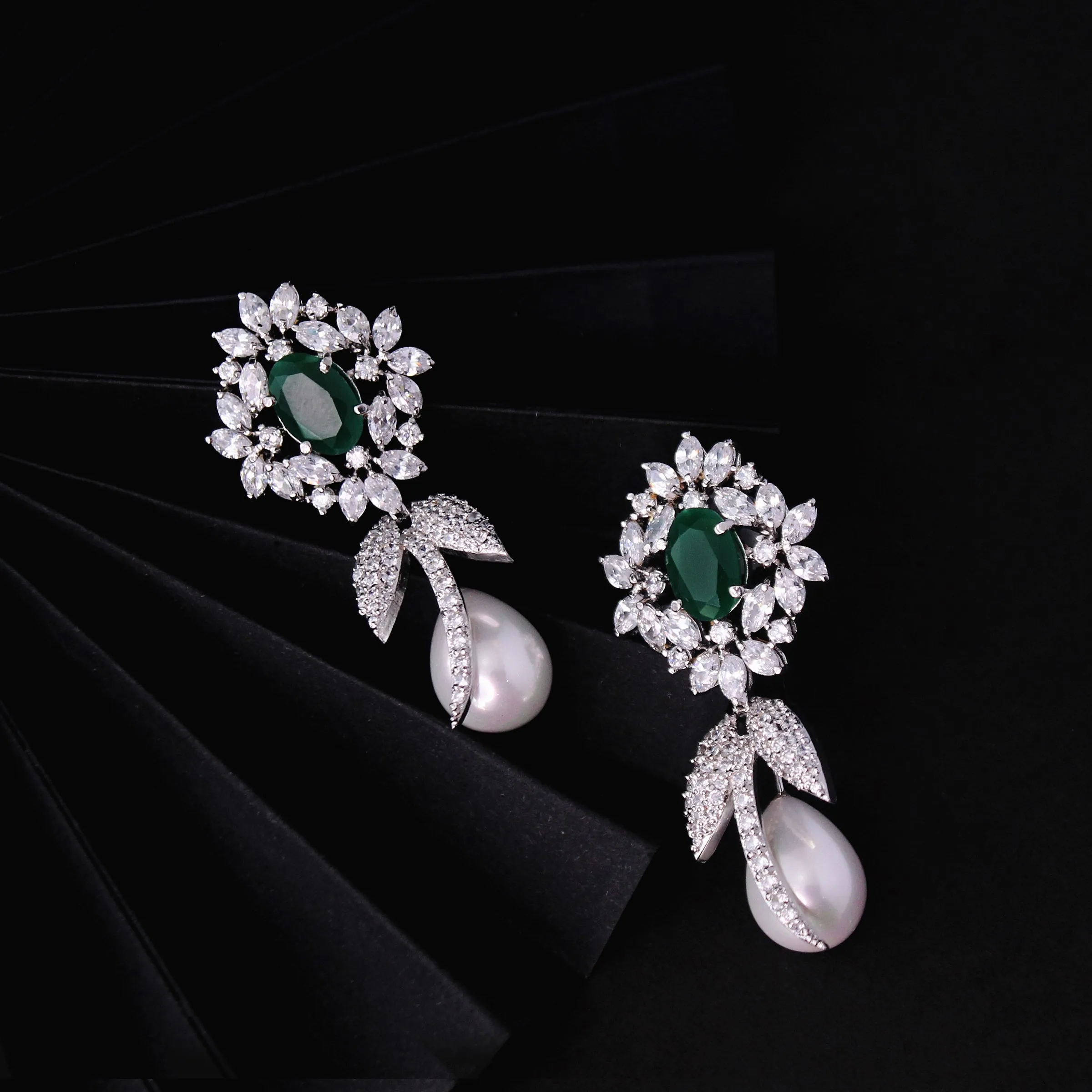 Earrings with Jade and Pearls