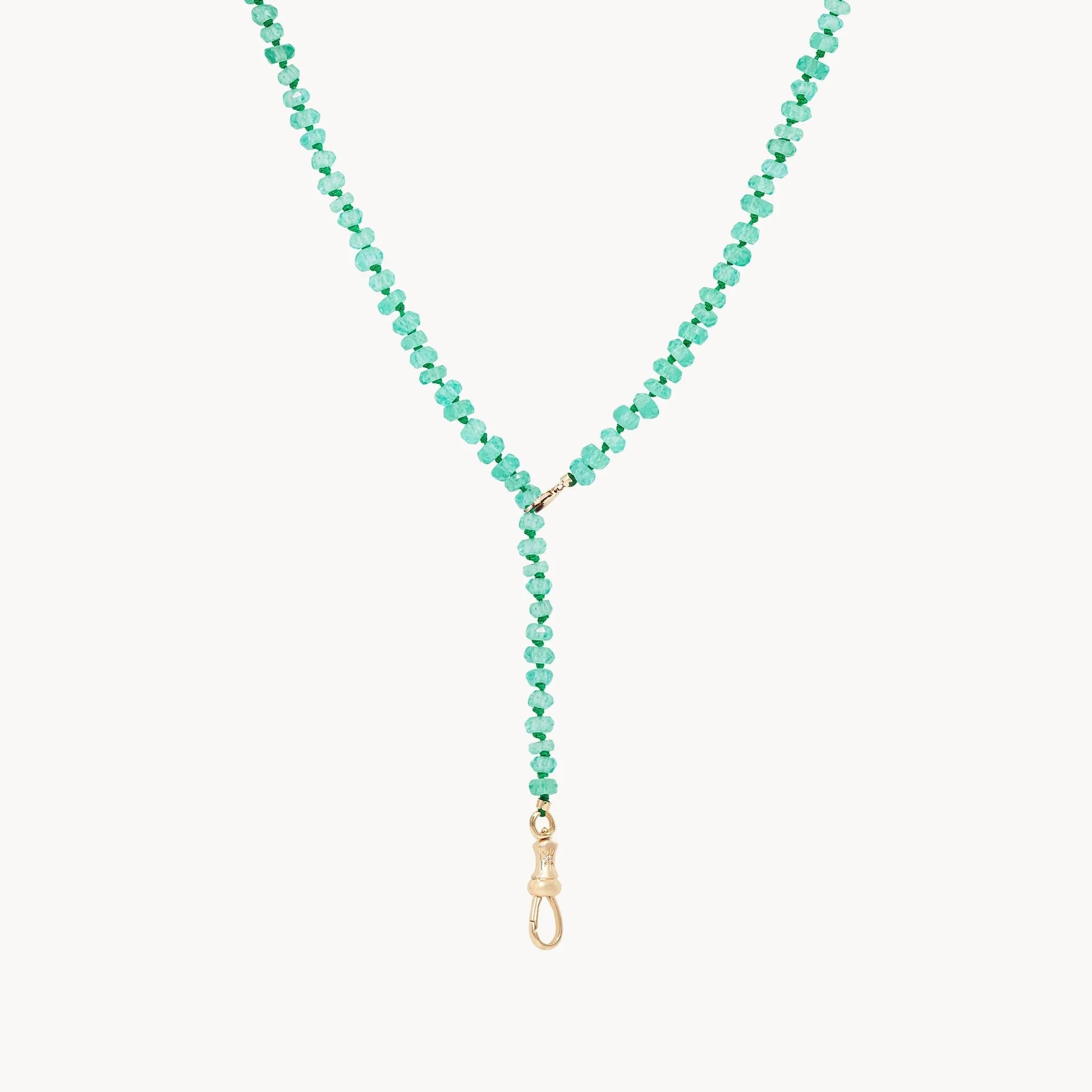 emerald beaded mood necklace - 10k yellow gold, emerald