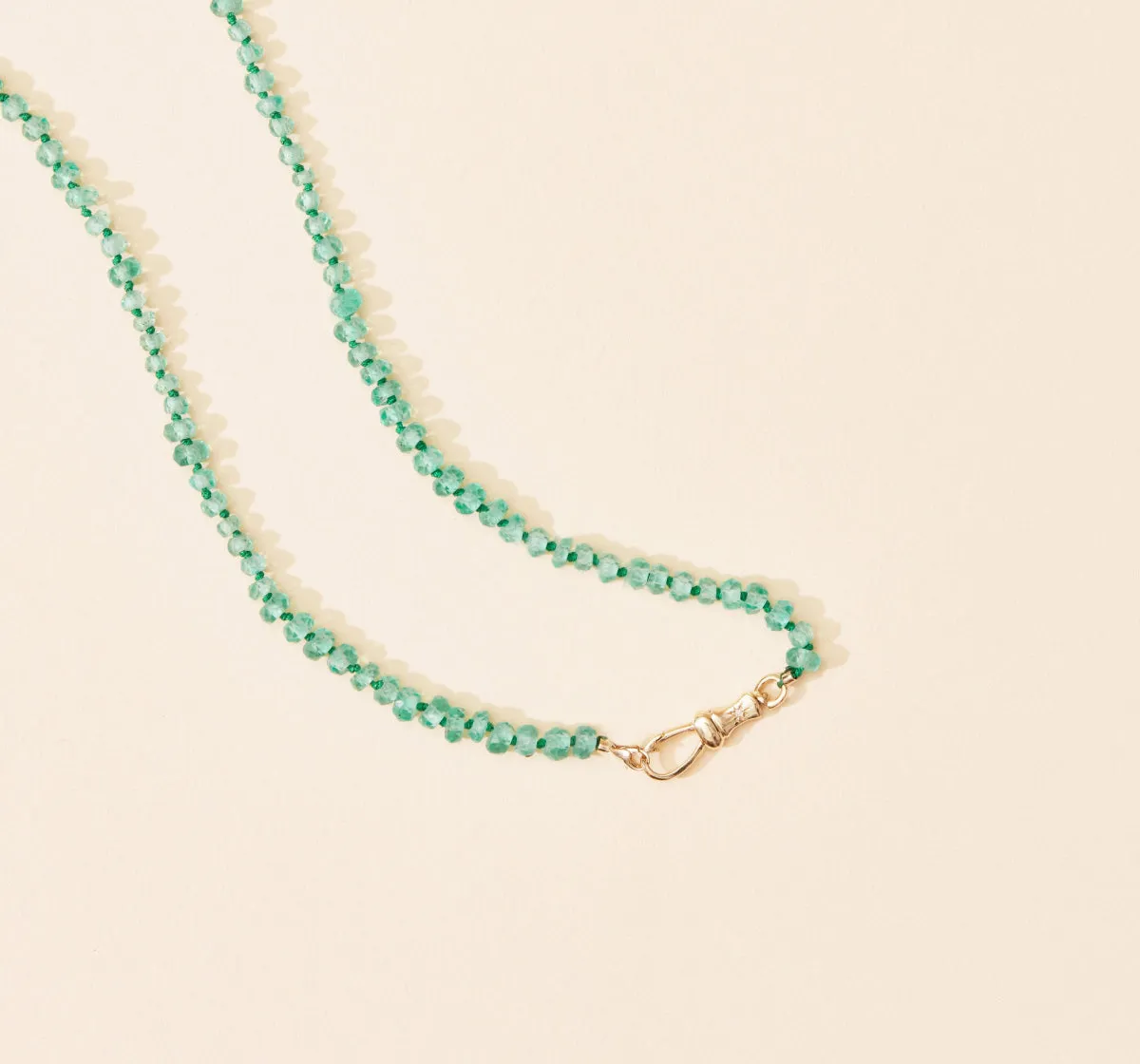 emerald beaded mood necklace - 10k yellow gold, emerald