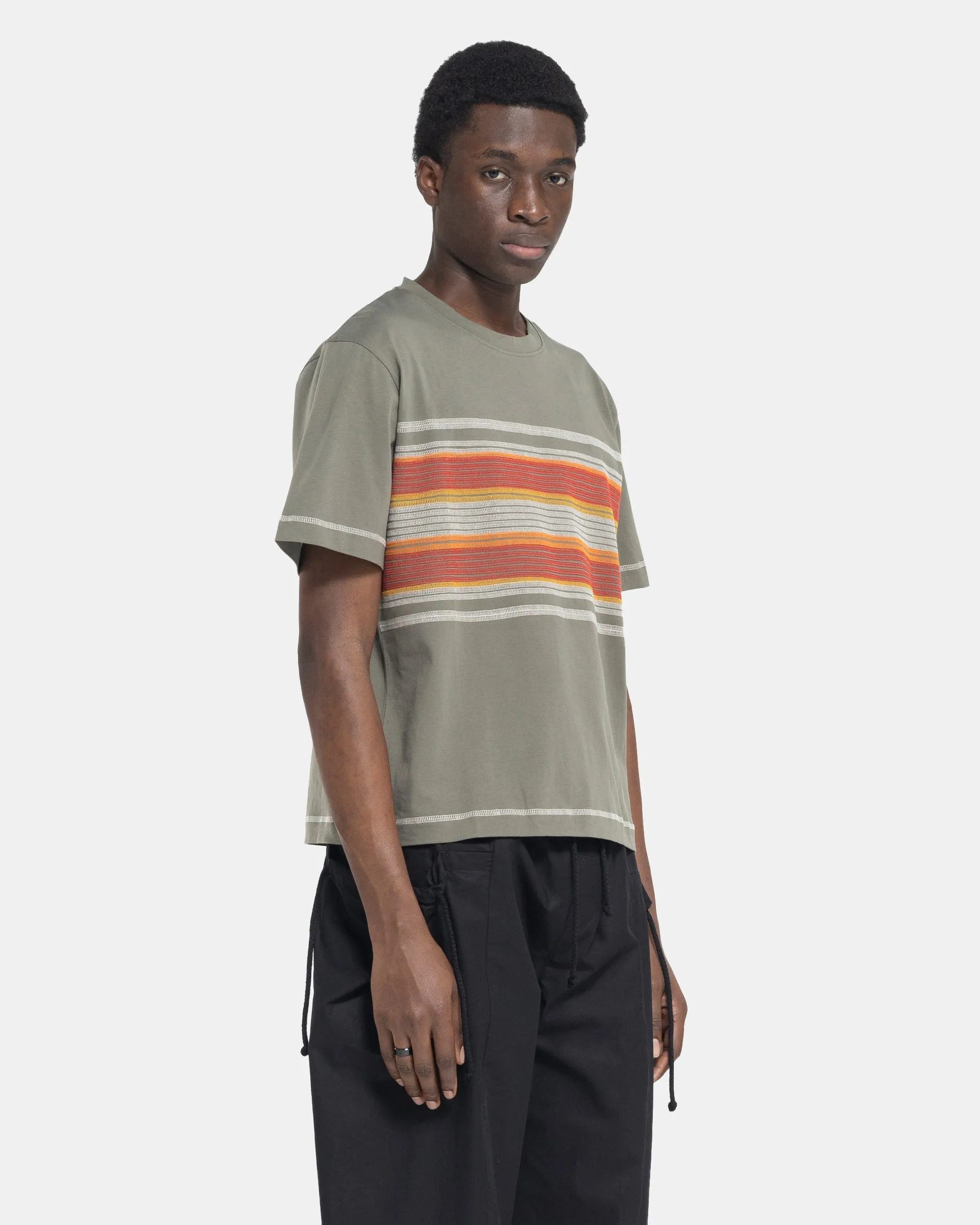 Flatlock Stripe T-Shirt in Olive