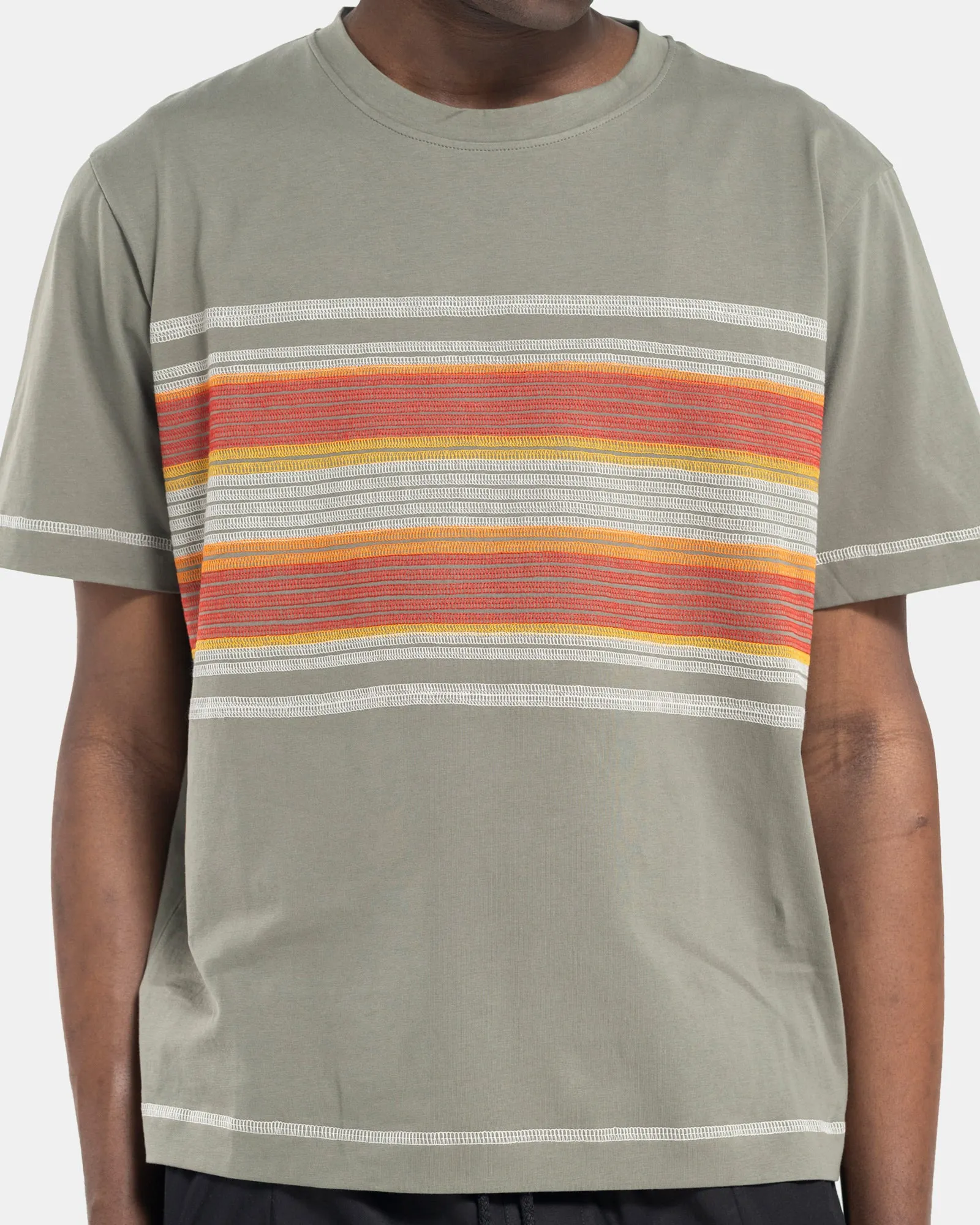 Flatlock Stripe T-Shirt in Olive