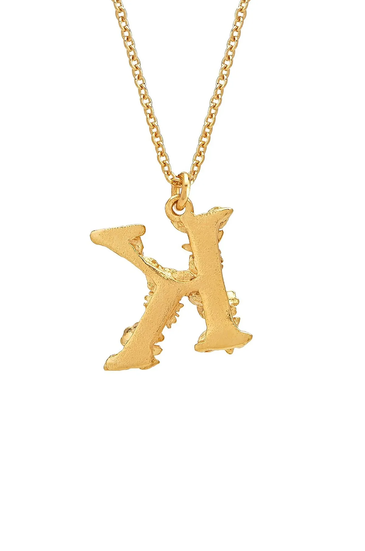 Floral Letter K Necklace Gold Plate