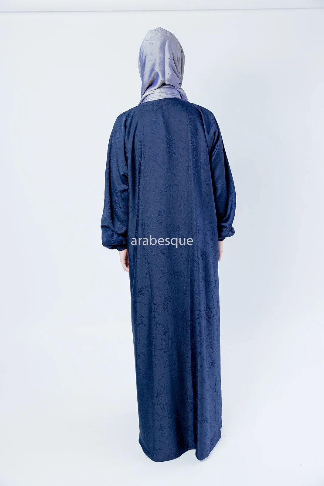 Floral Pattern Zip-Front Abaya - 4 Colours