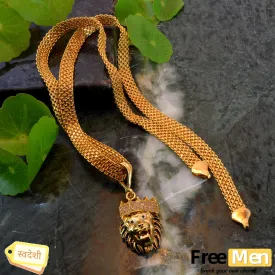 Mens Stylish 2.0 FreemMen Chain with Pushpa Lion Pendant