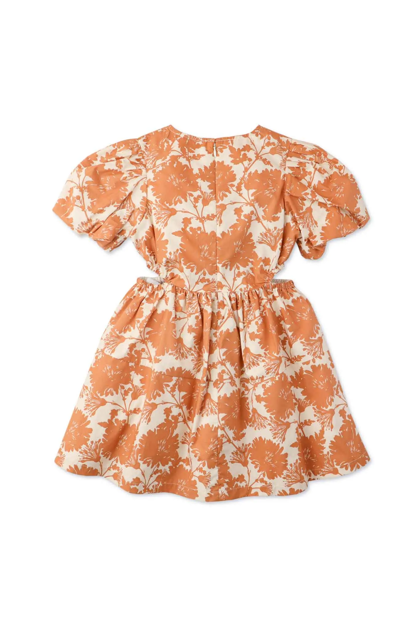 Gingersnaps Printed Dress with Puff Sleeves and Side Peek-A- Boo