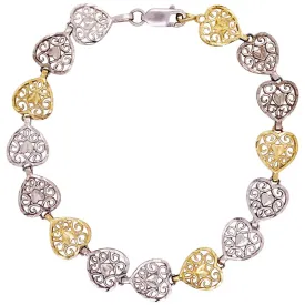 Gold and Silver Heart Bracelet