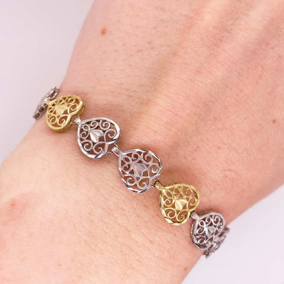 Gold and Silver Heart Bracelet