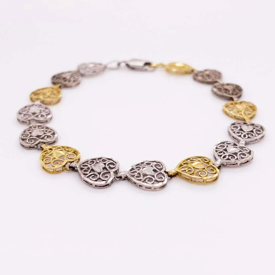 Gold and Silver Heart Bracelet