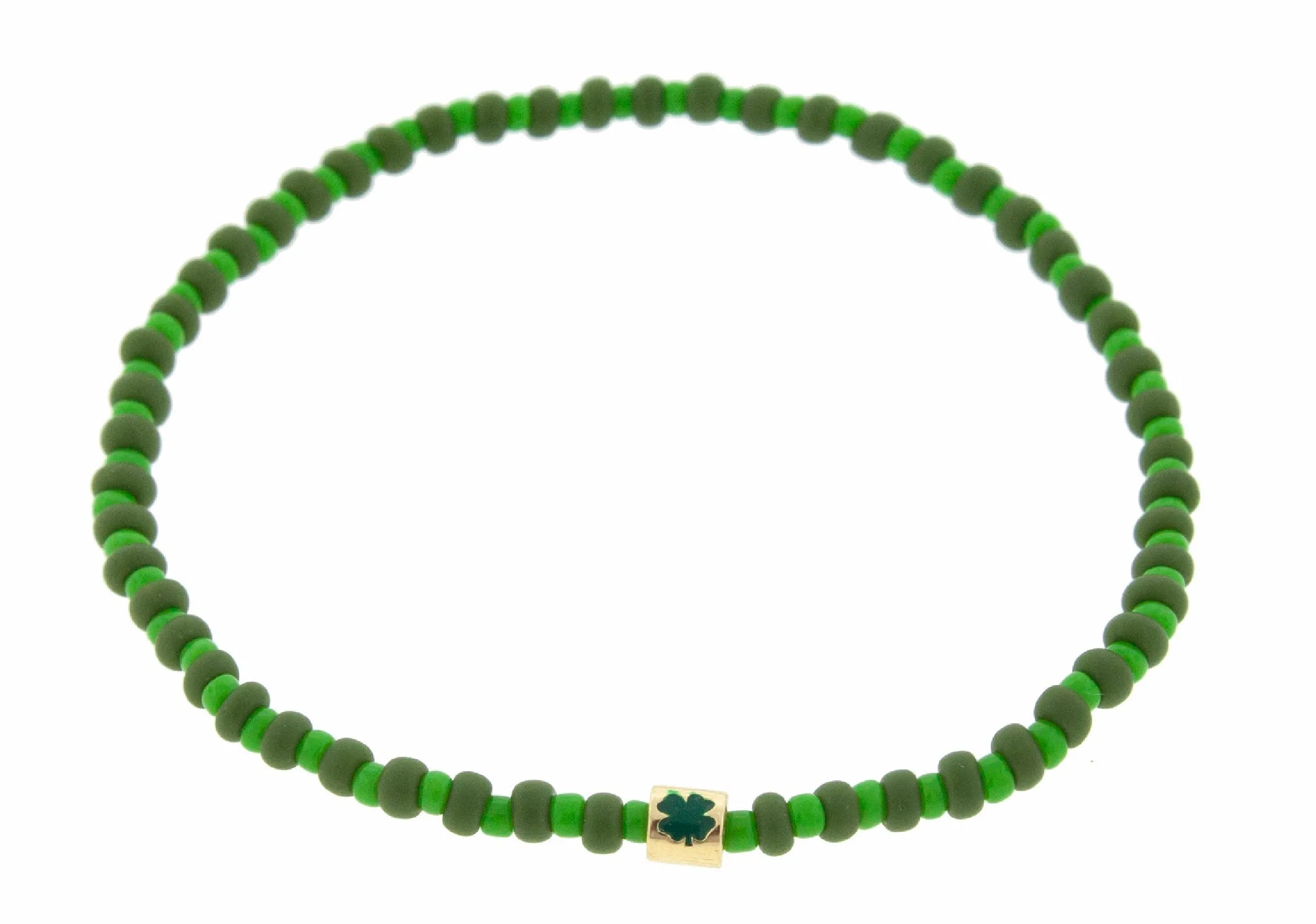 Green Clover Short Roll Glass Beaded Bracelet