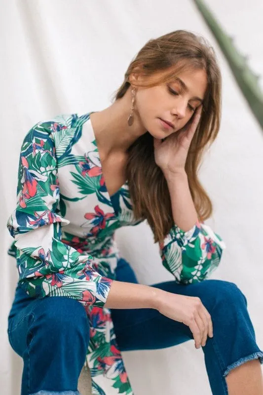 GREEN MULTI FLORAL TOP