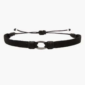 Handmade Purnama Bracelet With Silver Hoop (Black)