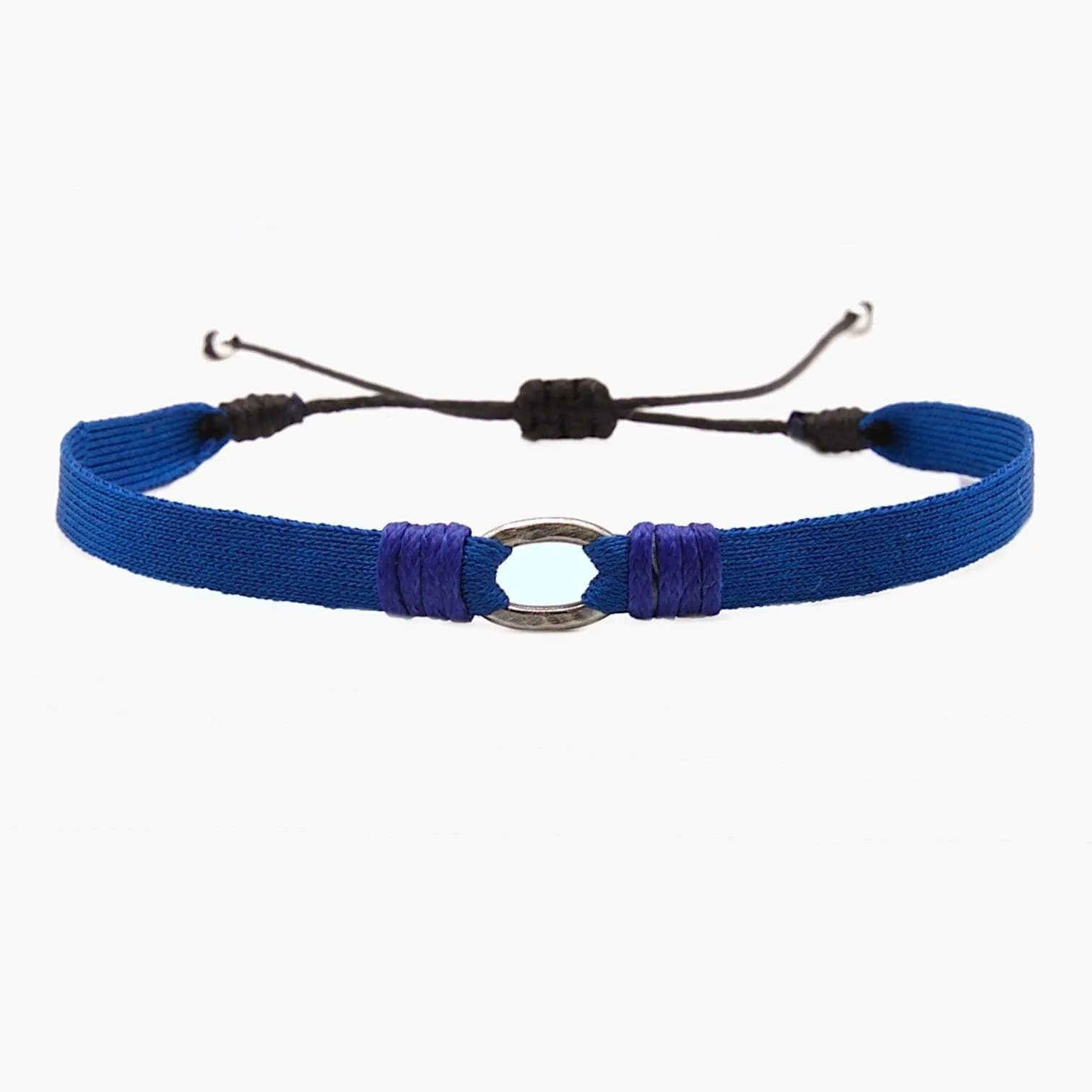 Handmade Purnama Bracelet With Silver Hoop (Blue)