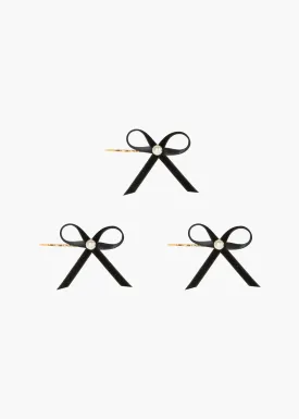 Kenna Bow Bobby Pin Set -- Black