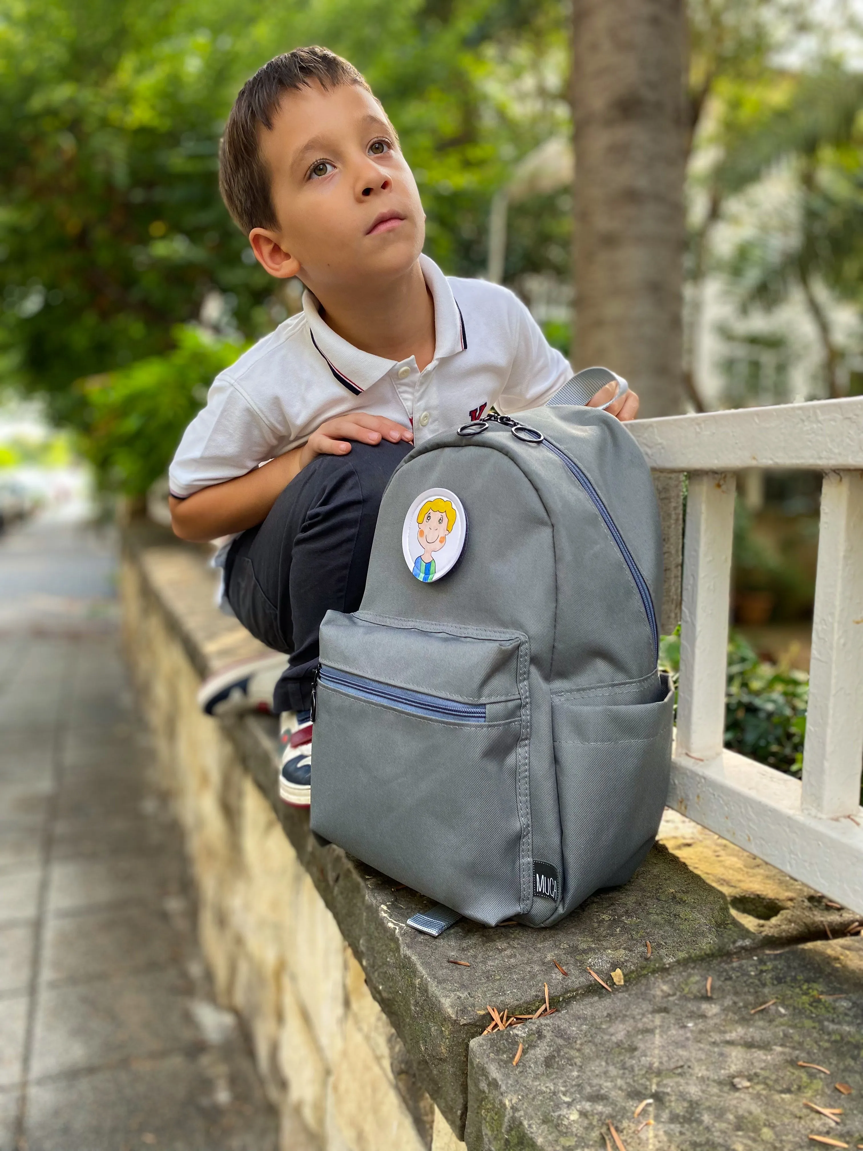 Kids School Backpack - Gogi Bloom Grey