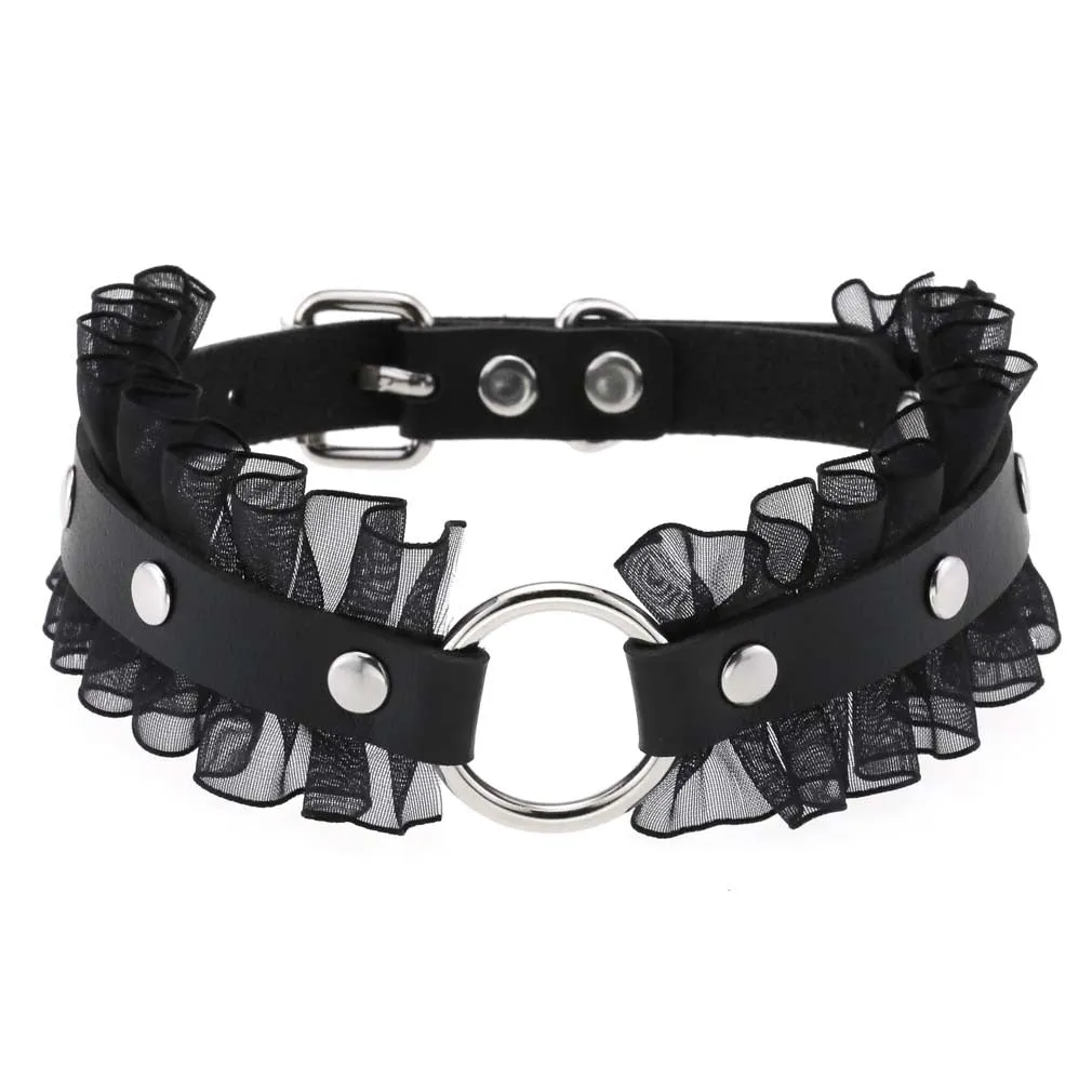 Leather Spiked Choker, Rivets Studded Choker