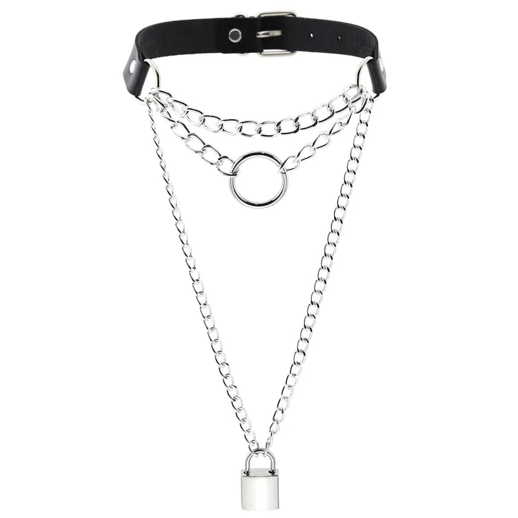 Leather Spiked Choker, Rivets Studded Choker