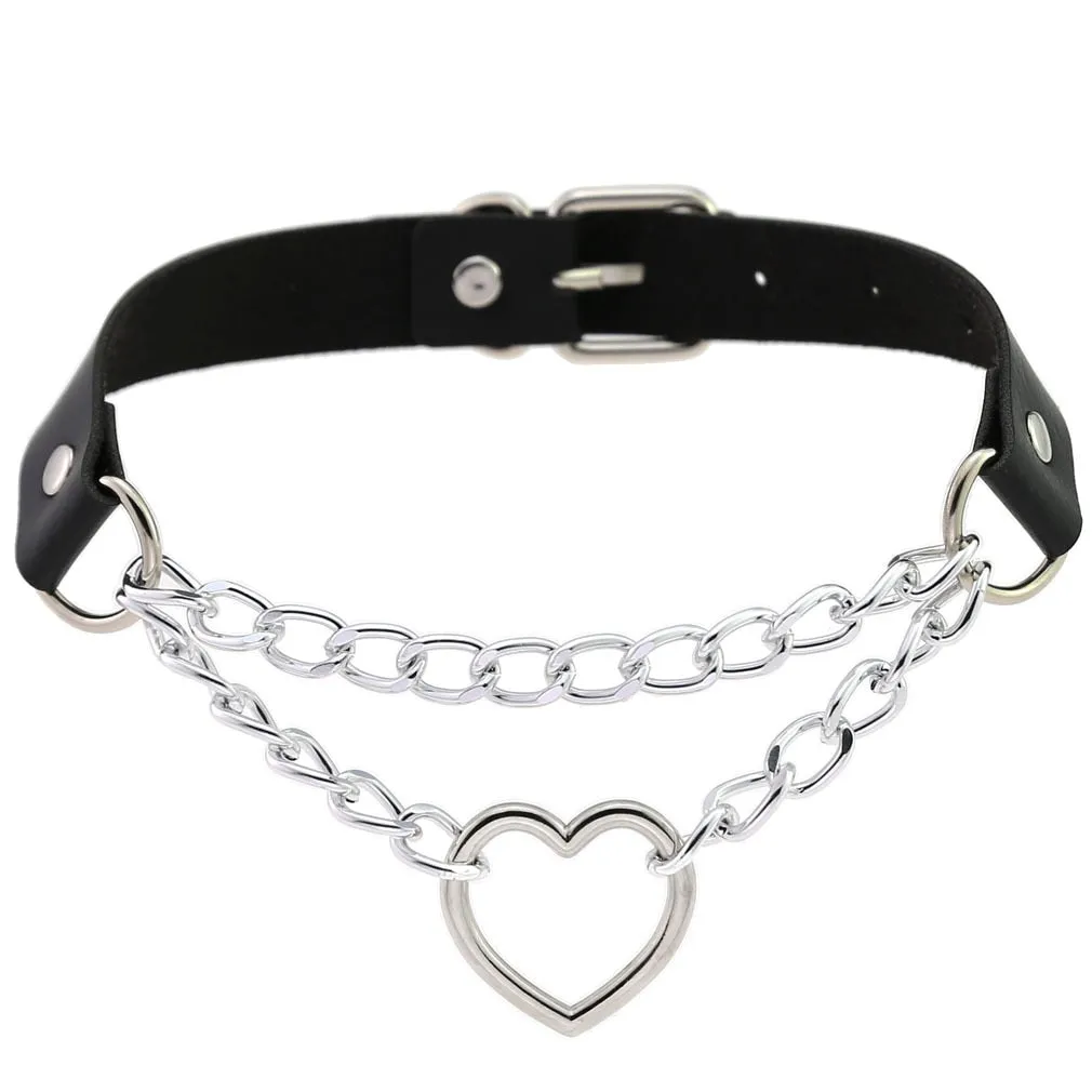 Leather Spiked Choker, Rivets Studded Choker