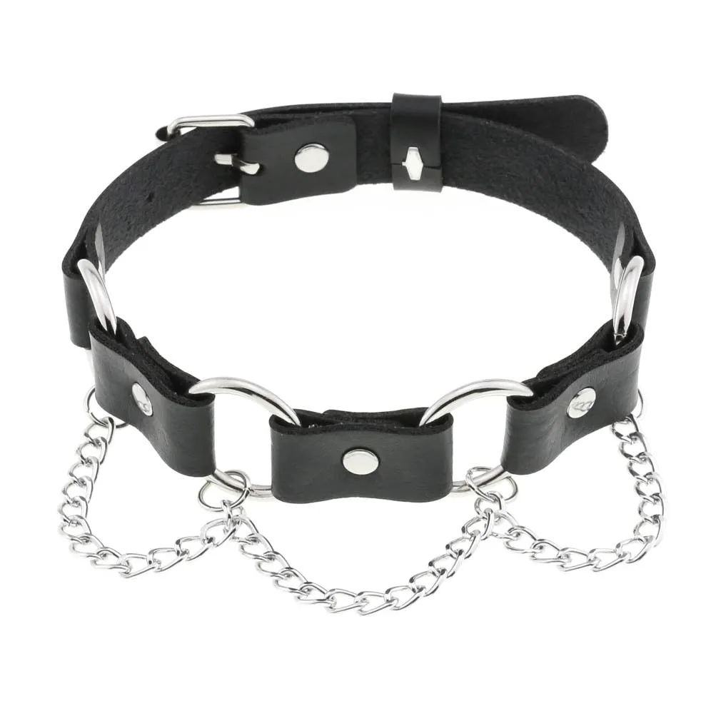 Leather Spiked Choker, Rivets Studded Choker