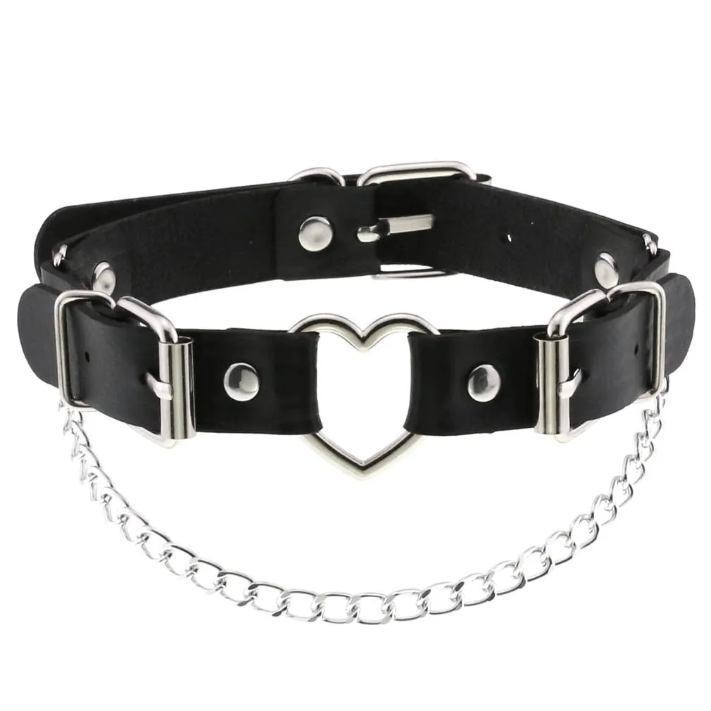 Leather Spiked Choker, Rivets Studded Choker