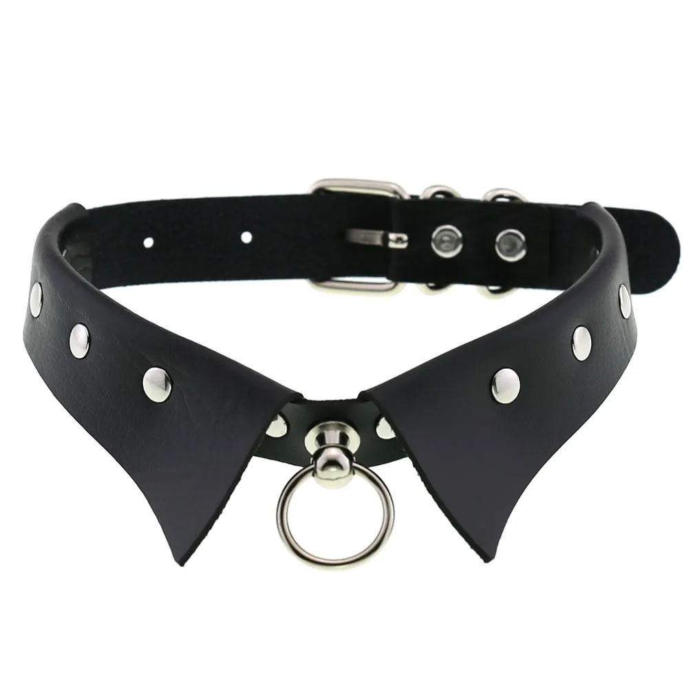 Leather Spiked Choker, Rivets Studded Choker